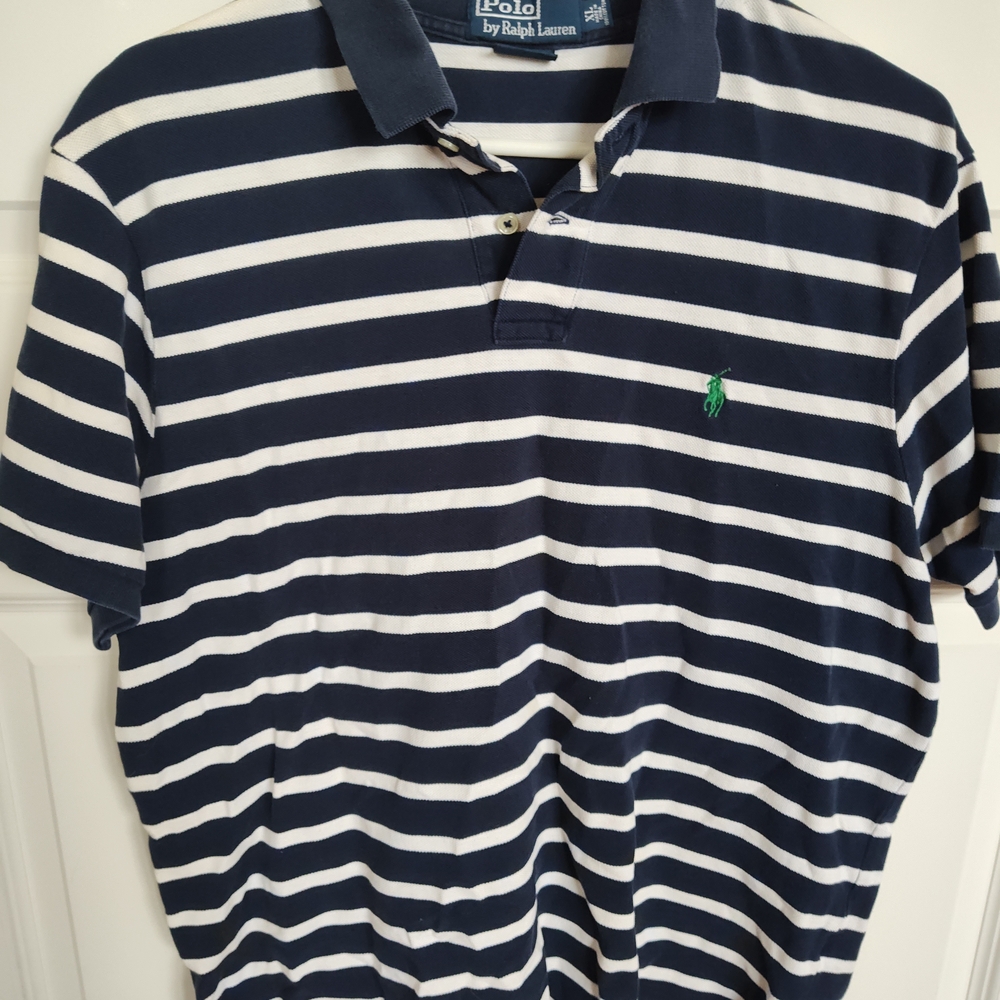 Polo by Ralph Lauren Men's Polo in Navy and White Stripes